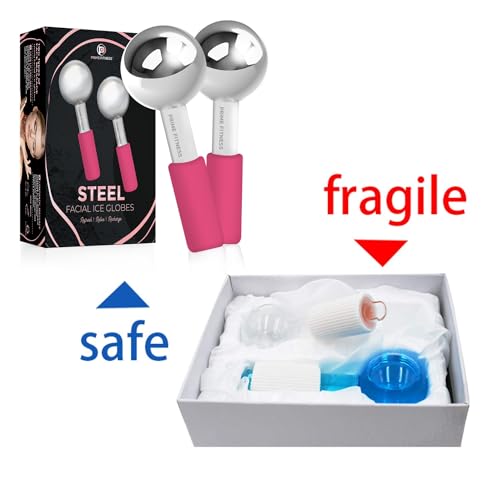 Ice Globes for Facials | Unbreakable Steel Cooling Roller | Cryo Sticks for Face | Massager for Face Neck & Eyes | Skin Care for Dark Circles, Puffiness, Wrinkles, Collagen Production (Pink) - color: Pink