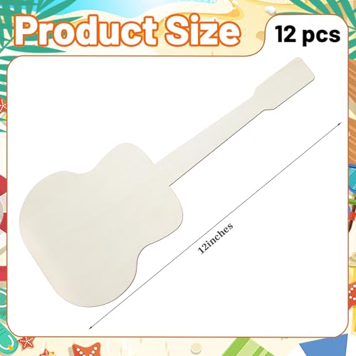 12 Pack 12 Inch Wooden Unfinished Guitar for Crafts Blank Wood Unfinished Guitar Cutouts Unpainted Wood Crafts to Paint Door Hanger Decor for Home Farmhouse Decor - color: Guitar