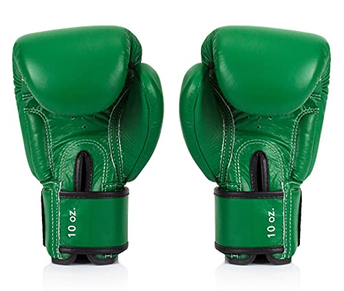 Fairtex BGV16 Leather Compact Muay Thai Boxing Gloves - color: Forest Green, size: 16 oz