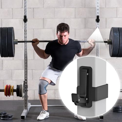 SELEWARE Solid Steel J Hooks for 2" x 2" or 3" x 3" Tube Power Cage with 1" 1/2" or 5/8" Hole Squat Rack Attachment, J-Hook Barbell Holder for Power Rack, Set of 2 - color: For 1" or 5/8" Hole of 3x3 inch Rack