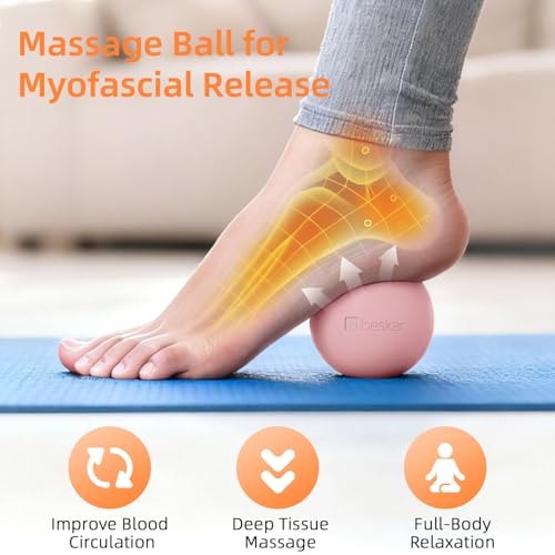 Massage Lacrosse Balls for Myofascial Release, Trigger Point Therapy and Yoga Therapy, Foot Massage Ball to Relieve Plantar Fasciitis Pink - color: Pink