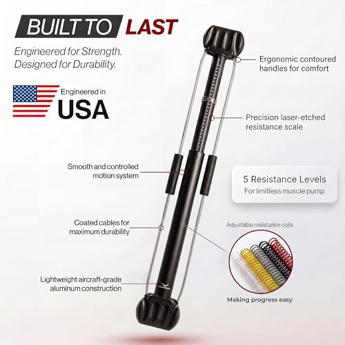 Bullworker Bow Classic 36" Isometric Exercise Equipment, Portable Home Gym Customized Variable Resistance, Chest and Arm Trainer, Full Body Strength Trainer, Shoulder Exerciser