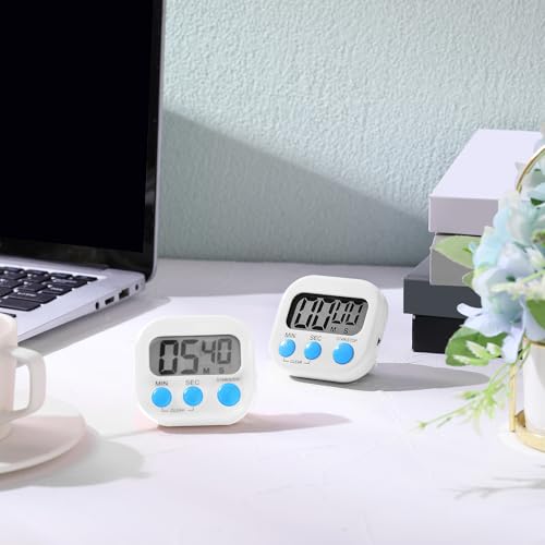 Weewooday 12 Pcs Digital Kitchen Magnetic Timer Bulk Classroom Count up Countdown Egg Timer Cute Desk Stopwatch for Back to School Teacher Kids Cooking Office(White,Stylish Style) - color: White, style: Stylish Style