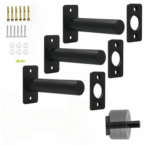 Wall Mounted Olympic Weight Plate Rack, Heavy Duty Metal 2" Plate Holder & Hanger for Home Gym, Garage Gym, Powerlifting & Fitness Equipment Storage, 275 lbs Capacity Barbell Plate Organizer with Screws for Wood & Concrete Walls - color: Black-3pack