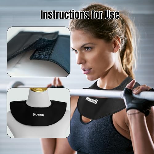 Barbell Pad Squat Bar Pad for Neck and Collarbone – Padded Weightlifting Neck Guard for Squats & Lunges – Adjustable Fit with Velcro – Injury Protection – Compact, Washable - color: Black, size: Small