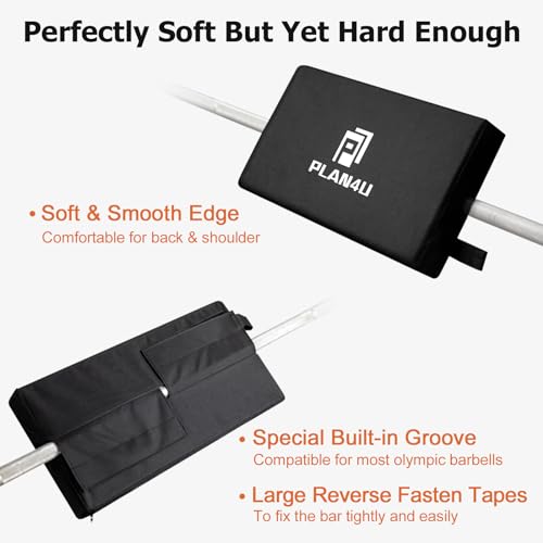 Plan4U Hip Thrust Back Pad for Squat Rack & Olympic Barbell Bar Tilt-pad | Bench Press, Shoulder Back Support, Versatile, Space-saving, Workout Pad, Split Squat, Plank, Elevated Push-ups, Glute Bridge - size: 17x10x3 Inch
