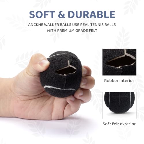 ANCKNE Walker Tennis Balls Precut Tennis Balls for Walkers 4PCS Walkers Legs Universal Precut Glide Balls, Heavy Duty Long Lasting Felt Pad Glide Coverings for Furniture Legs and Floor Protection - color: Black