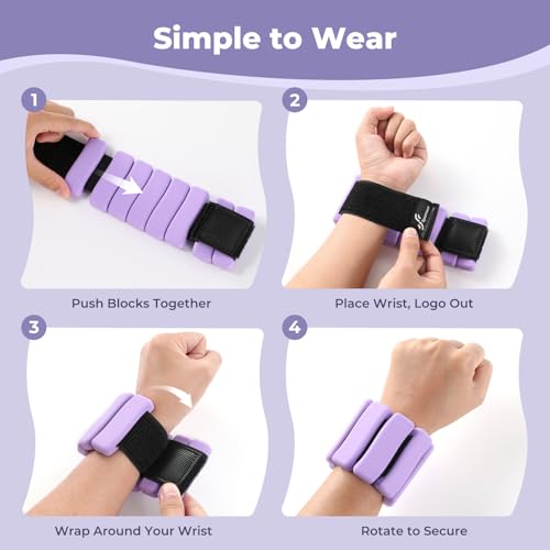 Sportneer Wrist & Ankle Weights for Women & Men Set of 2 (1LB/2LB Each) - Soft Silicone Arm & Leg Weights for Pilates, Yoga, Walking, Barre, Home Workout, Water Aerobics - color: Aura Lavender, size: 2 Lb Pair (1 Lb Each)