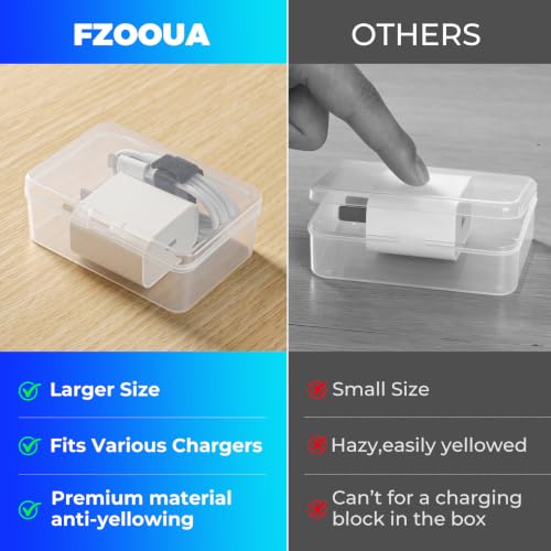 Large Cable Organizer Box with 8 Clear Switch Case, 1 Pack Clear Phone Charger Cable Organizer Box for Home Office Desk Accessories Wire Organization Stationery Supplies (white) - color: 8 pcs larger case for charger