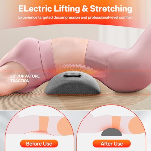 3-in-1 Electric Lumbar Support Pillow for Bed and Chair, Triple Fusion Back Massager with Heated, Vibration and Traction for Lower Back Pain Relief and Spine Support, Gray. - color: Matte Gray