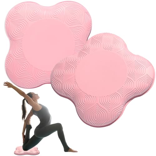 2 Pack Yoga Knee Pads Mat Set - Extra Thick Foam Kneeling Pad Cushion for Knees, Elbows, Wrists, Head - Yoga Essentials for Women Men, Non-Slip Pilates, Meditation, Floor Workouts - color: pink
