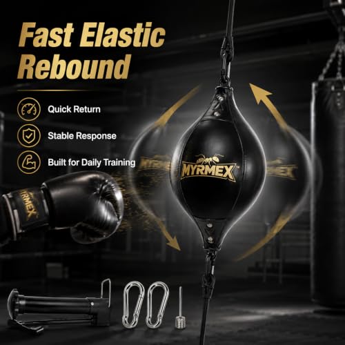 MYRMEX Double End Bag for Boxing Training, with Elastic Cords, Durable Double End Punching Bag, for Speed, Accuracy, Reflex & MMA Training