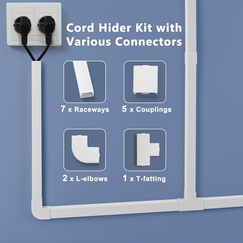 ZhiYo Cord Hider Kit, Cord Covers for Wires on Wall, Self-Adhesive Cable Raceway, TV Cord Hider for Wall Mounted TV, Paintable Cable Management Cover Kit, 7X L14in x W0.95in x H0.55in, White - color: White, size: W0.95in X H0.55in X L99in