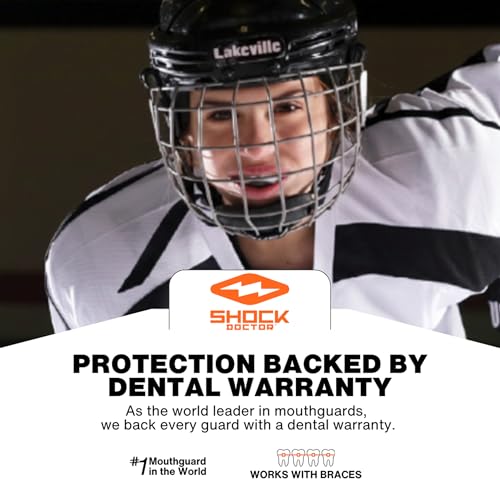 Shock Doctor Mouth Guard,Custom Fit Football Mouth Guard,Moldable-Mouth-Guard Boxing,Lacrosse,Hockey,MMA,Football & More,Mouthpiece,Mouthguard Sports,Adult - Strapped,(Pack of 2) - size: Adult - STRAPPED (Pack of 2)
