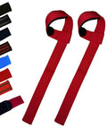 25" Powerlifting Straps (Pair) – Dominate Deadlifts with Heavy Duty Cotton Wrist Wraps – Maximum Grip Support for Strength Training & Weightlifting – Black/Red – For All Lifters: Newbies, Pros, Young Guns & Gym Vets - color: Red with Padding