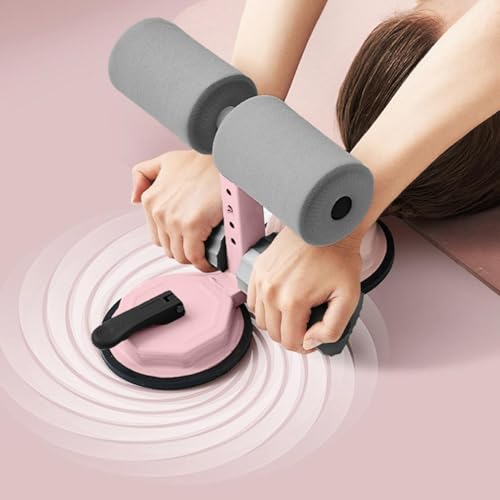 Sit Up Machine and Ab Machine with Puller Elastic, Abs Master Foot Holder with Double Suction, Ergonomic Design for Abdominal Muscles Training for Ab Workouts, Sit-Ups and Core Exercises. - color: Pink