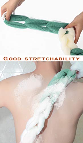 AARainbow 4 Packs Long Stretch Back Sponge with Rope Handles Back Scrubber Bath Shower Mesh Sponge Exfoliating Body Scrub Stretch Braided Loofah for Men and Women (B-1 Grey+1 Green+1 Pink+1 Coffee) - color: B-1 Grey+1 Green+1 Pink+1 Coffee