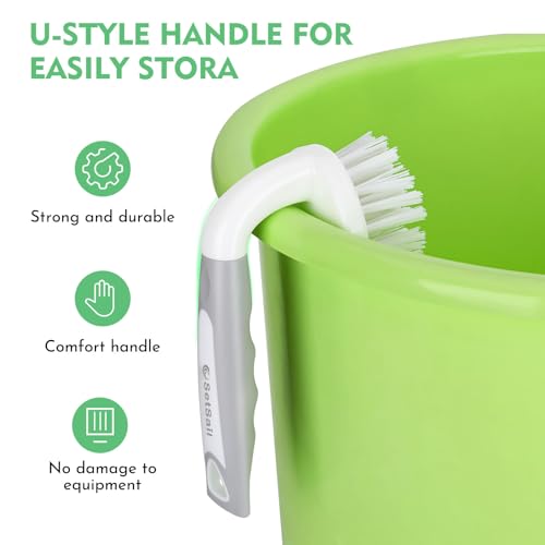 SetSail Scrub Brush, Heavy-Duty Scrub Brushes for Cleaning with Stiff Bristles Cleaning Brush for Shower, Bathroom, Carpet, Kitchen and Bathtub Scrubber - 2 Pack - color: Grey White, size: 2-pack