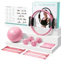 Pilates Ring Set - Studio-Grade Anti-Deformation Pilates Kit - Pilates Equipment for Home Workout - 14'' Pilates Ring, Pilates Ball, 2 Dumbbells, 5 Resistance Bands for Toning Arms, Thighs