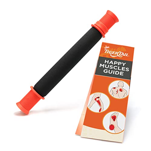 Tiger Tail 11in Massage Stick Portable Roller, Handheld, Deep Tissue Foam Roller for Legs, Neck, Calves, Thighs, Shins & Back, The Roadster 11, Made in USA, Orange Black - size: 11" Plus Happy Muscles eBook