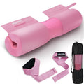 Barbell Squat Pad Set- Nylon Padding AntiSlip- Thick Foam Barbell Pad for Squats Cushion,Lunges&Bar Padding for Hip Thrusts -Standard Olympic Weight Bar Pad (Wrist Straps Weightlifting-Ankle Straps) - color: Pink