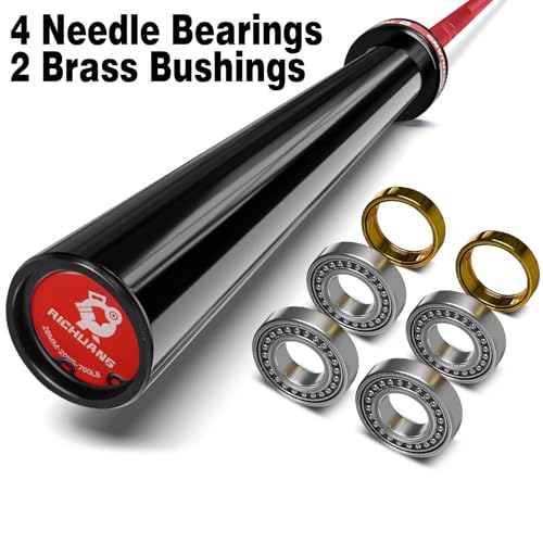 7ft Olympic Barbell 28mm 45lb – 500/700/1000LB Bar for Home Gym | Ceramic coated steel. Smooth spinning sleeves. Fits 2" plates. For snatch, clean and jerk, squats, deadlifts, bench press. - color: Red-700LBS