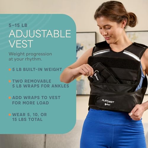 Lifepro Adjustable Weighted Vest for Women & Men - Flexvest 15 or 20 lb Workout Vest – Reflective Fitness Weight Vest with Phone Pocket for Running, Cardio, Strength Training - size: Women