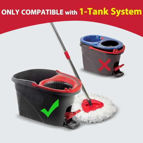 Spin Mop Replacement Set for O-Ceda EasyWring 1-Tank System, Includes 2 Mop Head Replacement, 1 Spin Base, 1 Scrubber Head, 1 Mop Handle (30-58in Adjustable 4-Section Pole) - size: 2 Heads+1 Handle+1 Base+1 Brush(1-TANK)