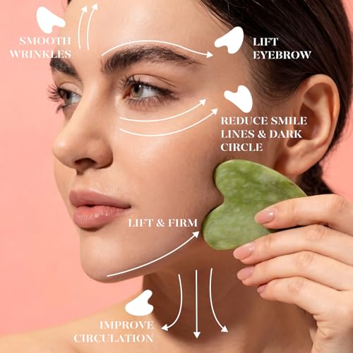 BAIMEI IcyMe Jade Face Roller & Gua Sha, Facial Beauty Skin Care Tools, Self Care Gift for Men Women, Massager for Face, Eyes, Neck, Relieve Fine Lines and Wrinkles - Green - color: Jade Green