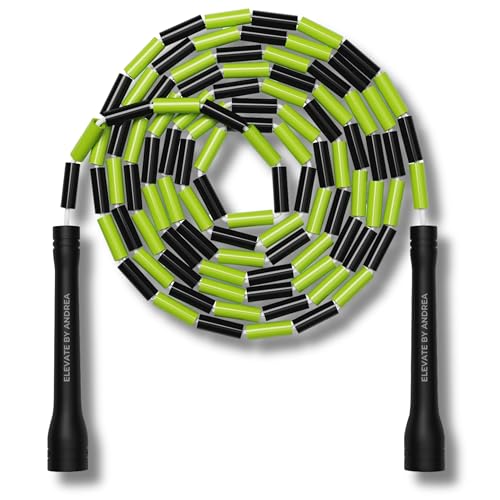 Pro-Grade Beaded Jump Rope for Beginners - color: Black/Green