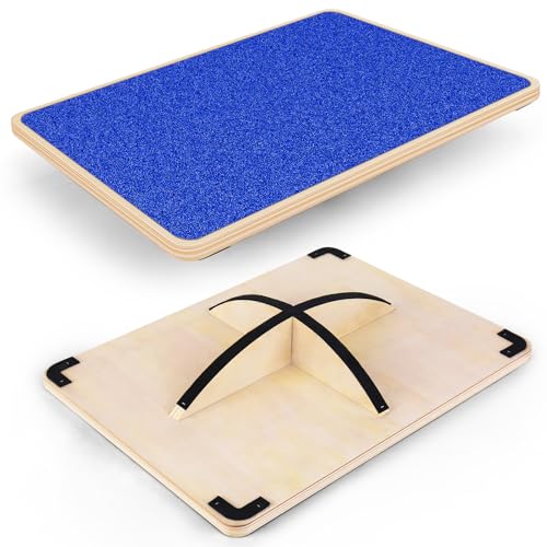 Balance Board Professional Wobble Board for Adults Anti-Slip 350LBS Balance Boards for Physical Therapy Standing Desk Core Strength Wooden Balance Board Rocker Board - color: Blue 360° Balance Board