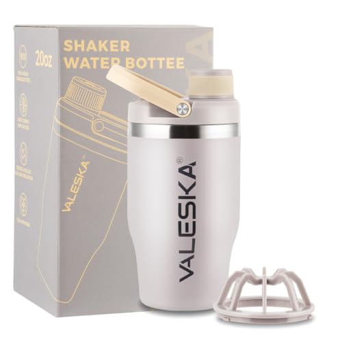 VALESKA Protein Shaker Bottle | 20oz Insulated Stainless Steel Protein Shaker, BPA Free, Leak Proof, Dishwasher Safe, Perfect for Protein Shakes and Pre Workout | Grey - color: Gray, size: 20 Ounces