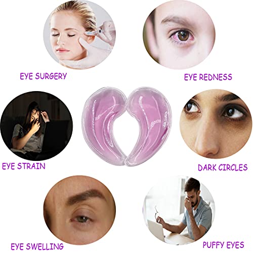 Reusable Gel Eye Ice Pack, Cooling Eye Pad, Hot ＆ Cold Treatment for Eye Strain, Eye Swelling, Eye Redness, Puffy Eyes, Dark Circles, Smooth Fine Lines, and Eye Recover Surgery. (Purple ＆ 10PCS)