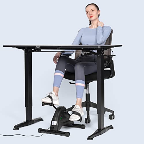 HOMGIM Mini Exercise Bike,Under Desk Bike for Seniors Rehab Training, Motorized Pedal Exerciser for Arm/Leg Fitness & Physical Therapy, 6 Levels Speed Adjustment - color: Black