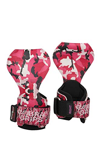 Cobra Grips Weight Lifting Gloves with Adjustable Neoprene Padded Wrist Wraps - Heavy Duty Alternative to Power Lifting Hooks for Deadlifts - color: FIT PINK CAMO Rubber, size: 4.25 - 7.0"