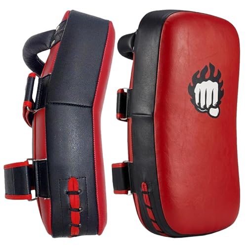 Punch Sports Muay Thai Pad – Curved Kickboxing Strike Pads with EVA Foam Padding,Synthetic Leather Training Pad for MMA, Karate & Boxing - size: Pair