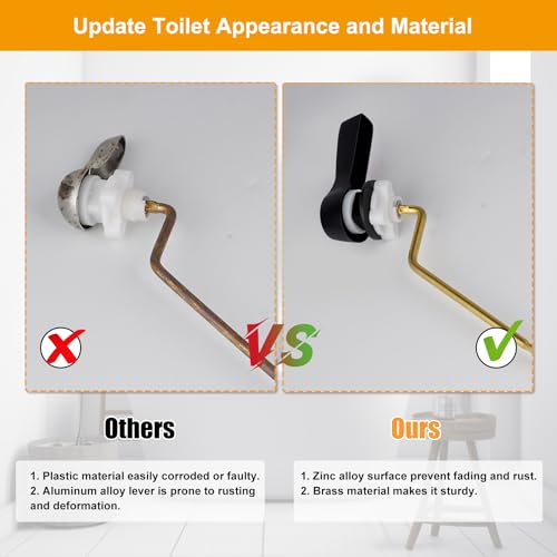 Hibbent Universal Metal Side Mount Toilet Handle Replacement Kit, Brass Toilet Flush Tank Lever with Stainless Steel Flapper Chains for Most Toilets, Matte Black Finish - color: Matte Black, style: Side Mount
