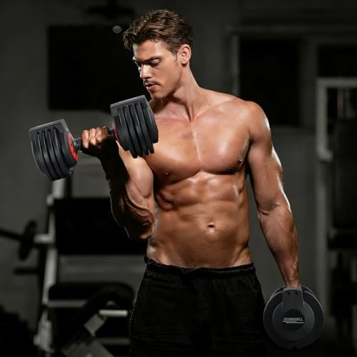 AOTOB Adjustable Dumbbell Set 25/55 Lbs (Pair), Fast Weight Adjustment with Anti-Slip Turning Handle, Space-Saving for Home Gym, Strength Training Equipment for Men & Women - color: 25lbs Black-Pair-Prime