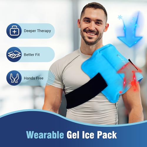 Comfytemp Ice Packs for Injuries Reusable, Large Hot Cold Gel Pack for Shoulder Back Knee Pain Relief, Instant Compress for Arthritis, Swelling, Sprains, Bruises, 2 Adjustable Straps, 10.5"x14.5" - size: 10.5"x14.5"