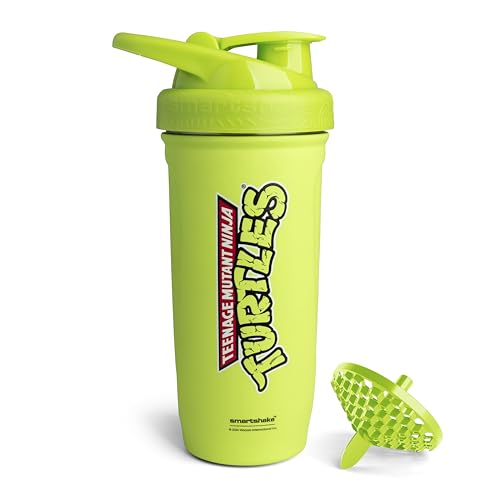 Smartshake TMNT Reforce Stainless Steel Protein Shaker Bottle - Non Insulated Unisex Gym Bottle | Metal Shaker Bottles - 900 ml | 30 oz - Leakproof Screw-on Lid - BPA Free | Light Green - color: Light Green