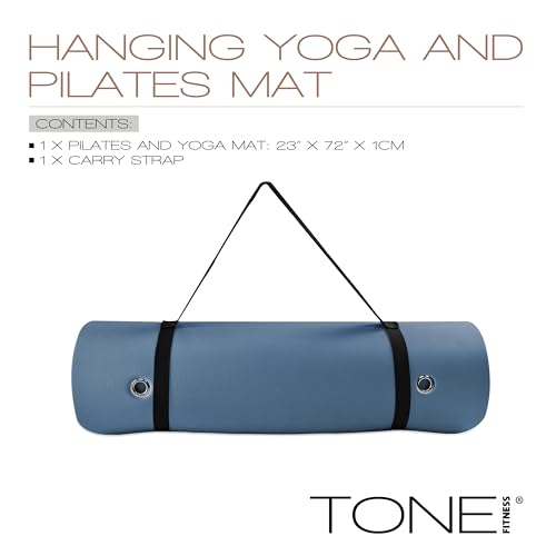 TONE Fitness Hanging Yoga Mat, Pilates Mat, Exercise Mat for Home Workouts with Carry Strap | V Pattern | Multiple Colors - color: Blue