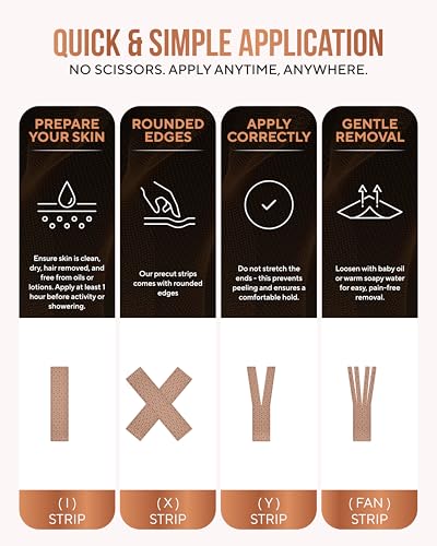 TheraCopper Copper Infused Kinesiology Tape – 2 Rolls (40 Precut Strips) – Advanced Waterproof Kinesiology Tape for Shoulder, Elbow, Bowling Wrist, Weightlifting, Muscle Strain & Joint Support (Tan) - color: Tan