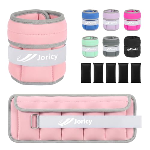 Adjustable Ankle Weights 1-3/4/5/6/8/10/20 LBS Pair with Removable Sandbags for Women & Men - color: pink, size: 10lbs Pair (5lb Each Weight)