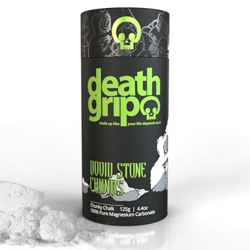Death Grip Doom Stone Chunky Climbing Chalk – 125g Loose Chalk Chunks – 100% Pure Magnesium Carbonate for Rock Climbing, Bouldering, Weightlifting & Gymnastics