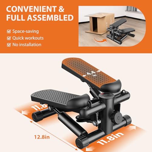 Sweetcrispy Mini Stair Steppers with Resistance Bands for Exercise at Home, Portable Exercise Twist Stepper Machine for Full Body Workout, 300LBS Capacity - color: Upgrade Black