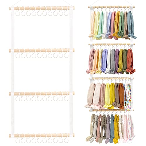 POVETIRE Headband Holder for Girls Baby Headband Organizer Head Bands Hair Accessories Display Organizer Wall Hanging Decor for Nursery Toddler Girl Room - color: White-1