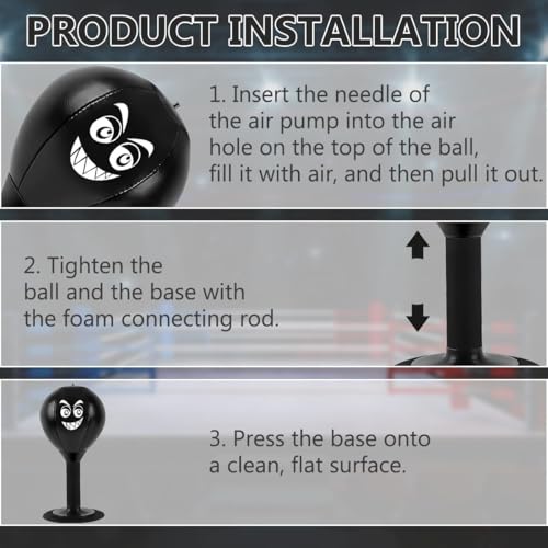 Desktop Punching Bag with Strong Suction Cup - Stress Relief Boxing Bag for Office Desk & Home - Heavy Duty Reflex Ball Set with Pump - Funny Gag Gifts for Boss, Men, Kids & Coworkers