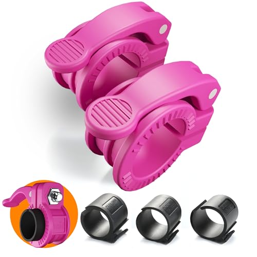 Narrow Barbell Clips 2.5cm Width for Olympic Bars, 0.9-1.18inch Adjustable Weight Clamps, Quick Release Locking Collars for Weightlifting - color: Rose