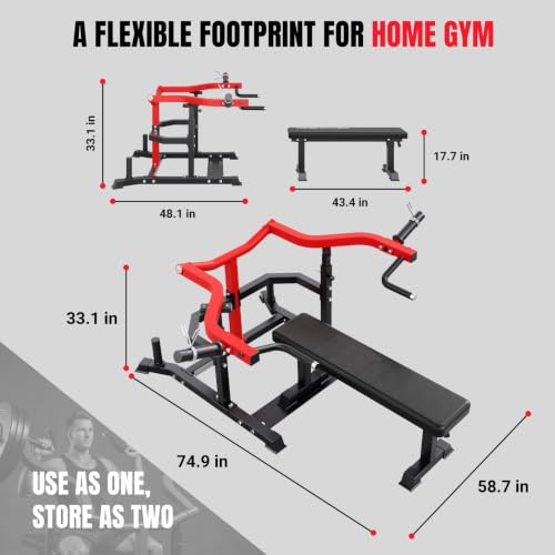 Multi-Function All in 1 Weight Bench Set - Multi-Positions Heavy Duty Weight Lifting Sit Up Bench Workout Benchs Folding Bench Press for Home Gym - color: Red-Black