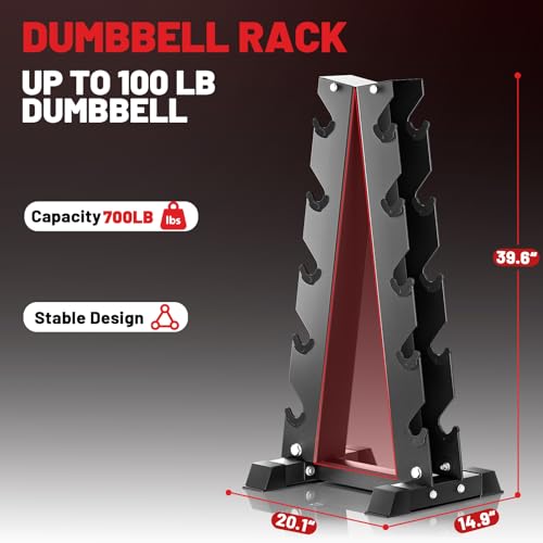 Hex Dumbbell Sets with Rack, 85-560lb Dumbbell Weight Set & Storage Rack | PAPABABE Dumbbell Set with Stand, Rubber Dumbbell Weight Set, Multiple Options Hand Weight for Strength Training - size: 1 X 5-Tier A-Frame (700lb)